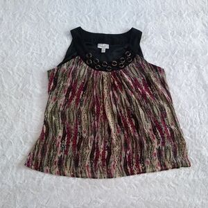 Dressbarn Abstract Wood Rings Sleeveless Top